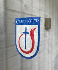 Alternative view of COG Blue & White Static Cling Shield