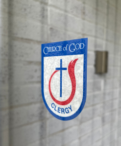 Alternative view of COG Blue & White Static Cling Shield (Clergy)