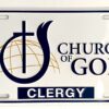 Church of God License Plate - Clergy