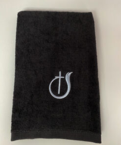 Pastor Towel Black Cross & Flame