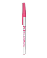 YLM Pen Ballpoint White w/Pink Logo