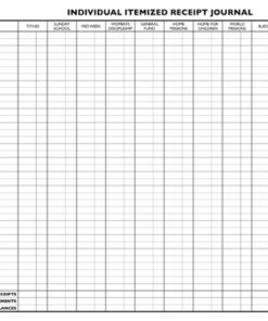 Individual Itemized Receipt Journal Sheets