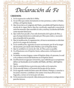 Declaration Of Faith 8 1/2 x 11 Spanish (Print Only)