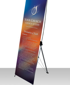 Alternative view of Banner Declaration Of Faith 24" x 64"  w/ X Stand